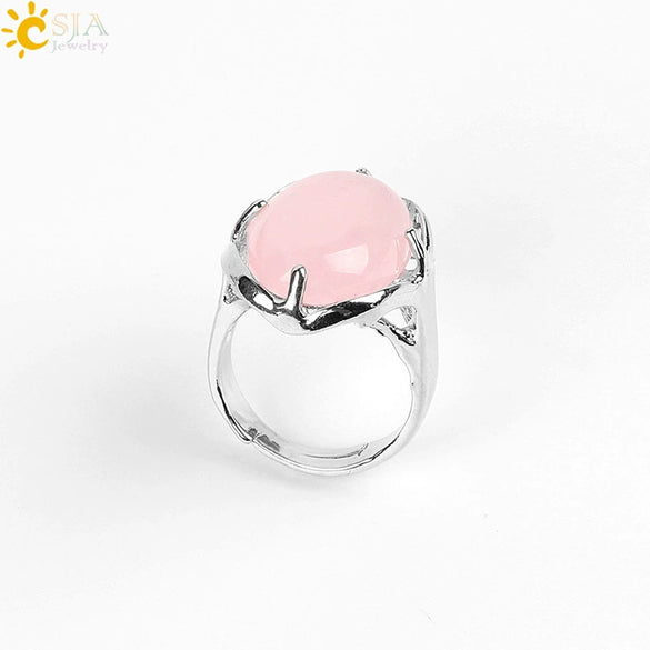 Wholesale Simple Metal Jewelry With Natural Crystal And Copper Oval Air Claw Ring