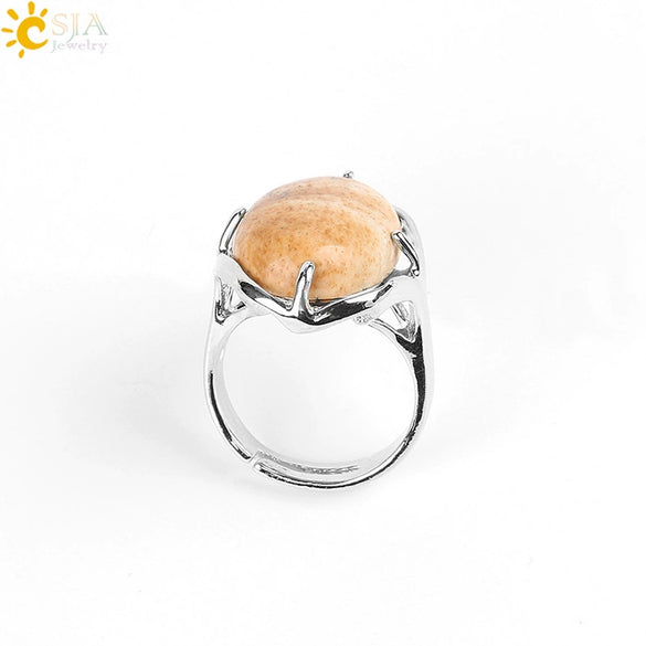 Wholesale Simple Metal Jewelry With Natural Crystal And Copper Oval Air Claw Ring