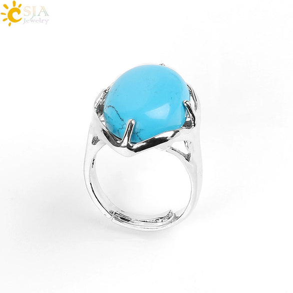 Wholesale Simple Metal Jewelry With Natural Crystal And Copper Oval Air Claw Ring