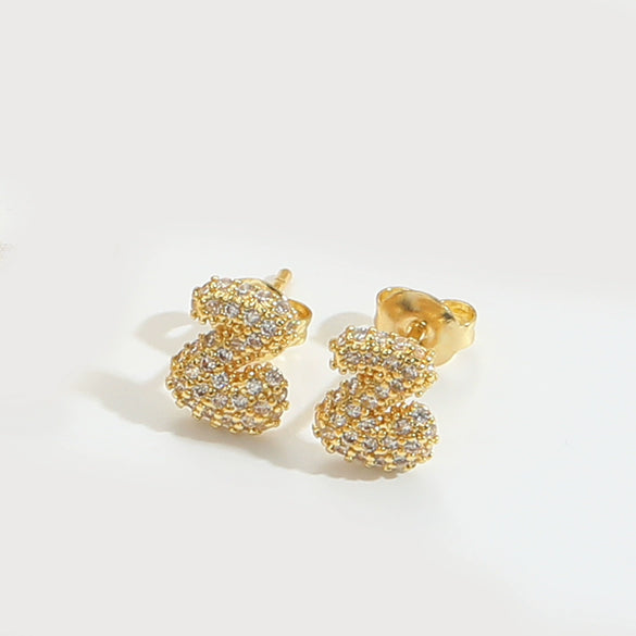 Wholesale Simple Microinlaid Zircon Geometric Copper Earrings For Women With Electroplating