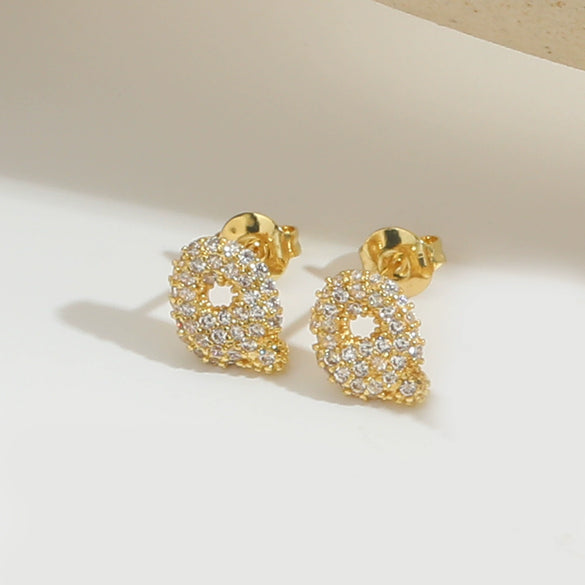 Wholesale Simple Microinlaid Zircon Geometric Copper Earrings For Women With Electroplating