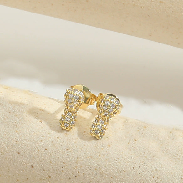 Wholesale Simple Microinlaid Zircon Geometric Copper Earrings For Women With Electroplating