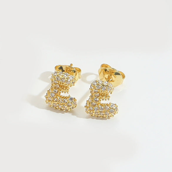 Wholesale Simple Microinlaid Zircon Geometric Copper Earrings For Women With Electroplating
