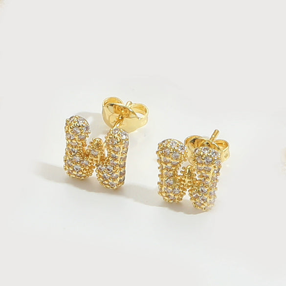 Wholesale Simple Microinlaid Zircon Geometric Copper Earrings For Women With Electroplating
