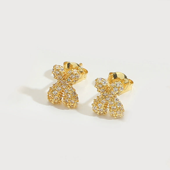 Wholesale Simple Microinlaid Zircon Geometric Copper Earrings For Women With Electroplating