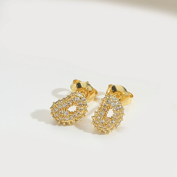 Wholesale Simple Microinlaid Zircon Geometric Copper Earrings For Women With Electroplating