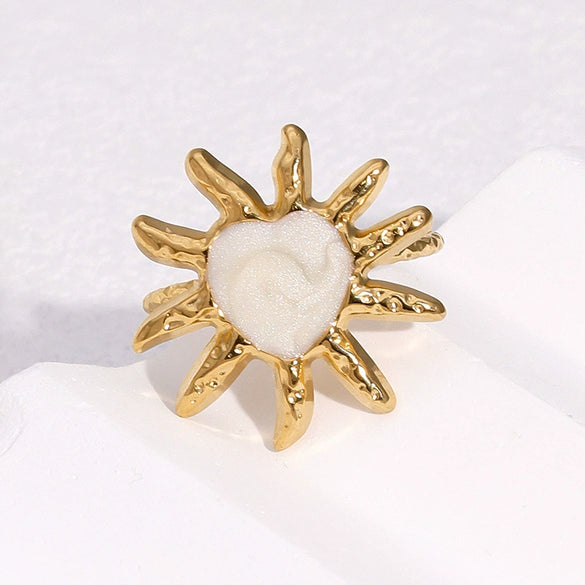Wholesale Simple Minimalist Electroplated Stainless Steel Heart Shape Open Ring Women's Jewelry