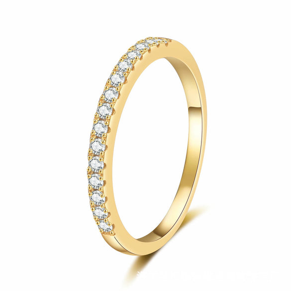 Wholesale Simple Minimalist Geometric S925 Sterling Silver Moissanite Ring Gold Plated For Women