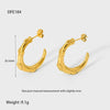 Wholesale Simple Modern Style Heartshaped Embossed Cshaped Stainless Steel Electroplated 18K Nonfading Gold Earrings For Women