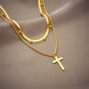 Wholesale Simple Multi Layer Cross Pendant Titanium Steel Necklace With Geometric Pattern And Electroplating For Women