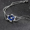 Wholesale Simple Natural Style Women's S925 Sterling Silver Artificial Sapphire Zircon Flower Doublelayer Bracelet Electroplated