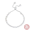 Wholesale Simple Natural Women's S925 Sterling Silver Bracelet With Freshwater Pearl And Electroplating Treatment