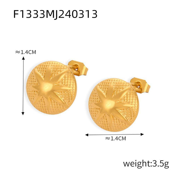 Wholesale Simple Niche Design Irregular Titanium Steel 18K Gold Plated Geometric Texture Women's Earrings