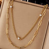 Wholesale Simple Niche Double Layer Diamond Chain Titanium Steel Hip Hop Punk Geometric Necklace With Electroplating