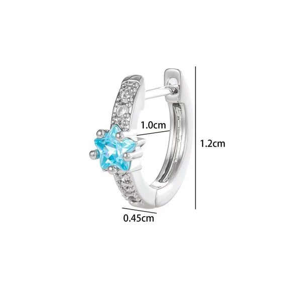 Wholesale Simple Niche Ins Style Geometric Fivepointed Star Zircon Inlaid Copper Earrings