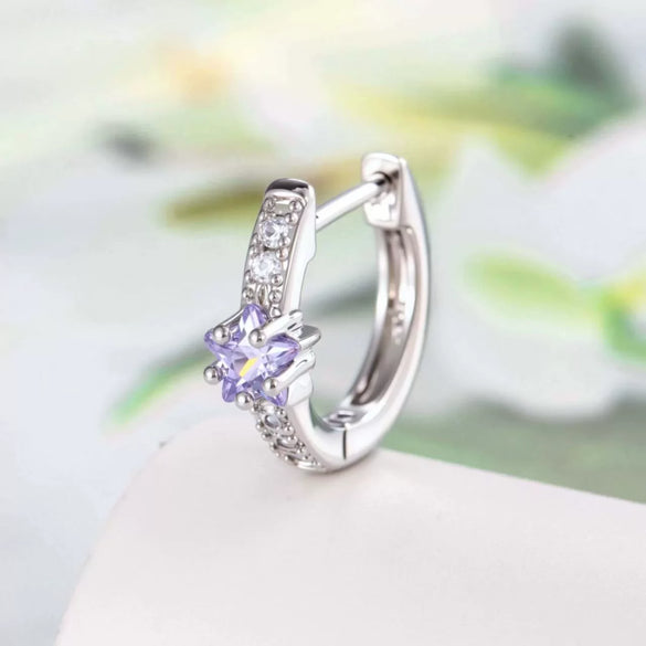 Wholesale Simple Niche Ins Style Geometric Fivepointed Star Zircon Inlaid Copper Earrings