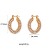 Wholesale Simple Niche Light Luxury Stainless Steel 18K Gold Plated Full Pearl Earrings For Women With Geometric Design And Electroplating Process