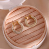 Wholesale Simple Niche Light Luxury Stainless Steel 18K Gold Plated Full Pearl Earrings For Women With Geometric Design And Electroplating Process