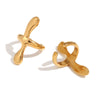 Wholesale Simple Niche Personality Fashion Women's Stainless Steel 18K Gold Plated Geometric Cross Ear Clip Earrings