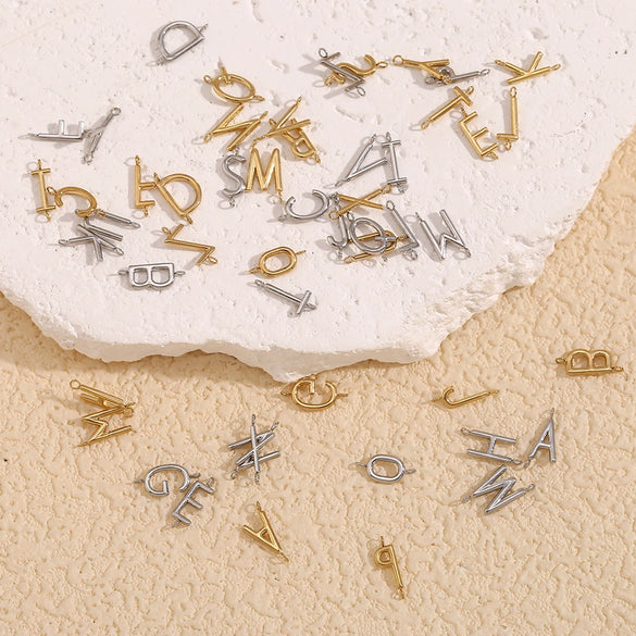 Wholesale Simple Niche Personality Jewelry Accessories Stainless Steel 18K Gold Plated Letter Pendant