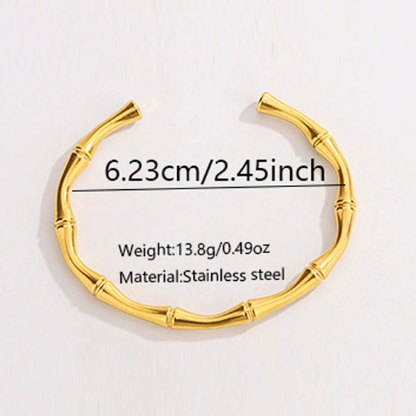 Wholesale Simple Oildropping Bamboo Stainless Steel 18K Goldplated Bracelet
