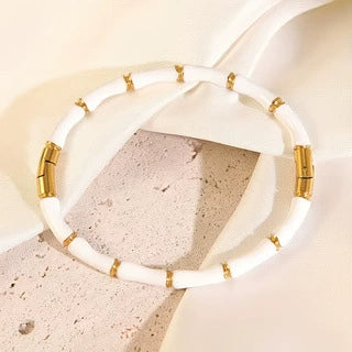 Wholesale Simple Oildropping Bamboo Stainless Steel 18K Goldplated Bracelet