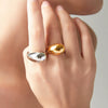 Wholesale Simple Open Water Drop Titanium Steel Ring For Women Gold Plated Geometric Design Electroplated
