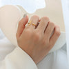 Wholesale Simple Opening Tshaped Titanium Steel Ring With Geometric Pattern 18K Gold Plated For Women