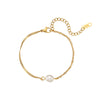Wholesale Simple Pearl Accessories Set For Women Titanium Steel Bracelet Necklace With Geometric Pattern Electroplating Design