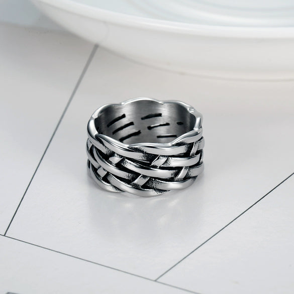 Wholesale Simple Personality Geometric Pattern Stainless Steel Ring Polish