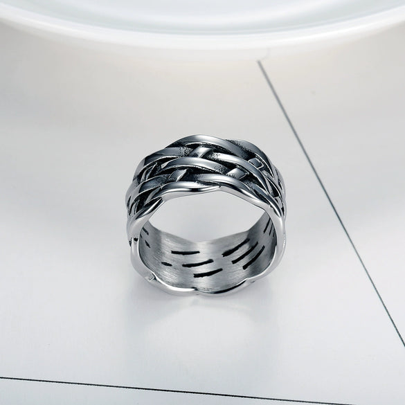 Wholesale Simple Personality Geometric Pattern Stainless Steel Ring Polish