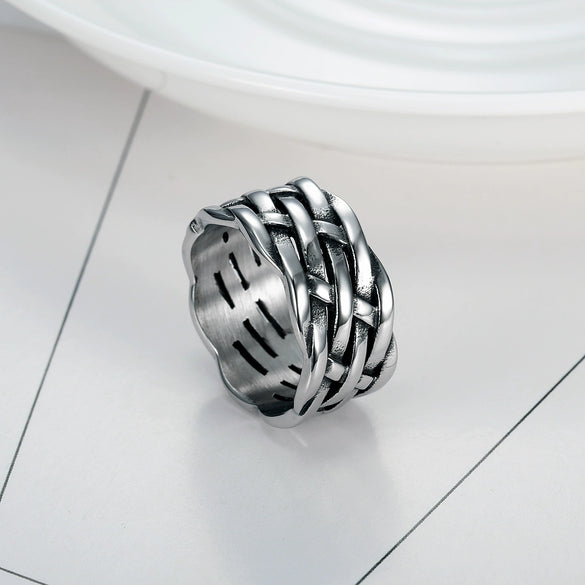 Wholesale Simple Personality Geometric Pattern Stainless Steel Ring Polish