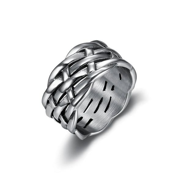 Wholesale Simple Personality Geometric Pattern Stainless Steel Ring Polish
