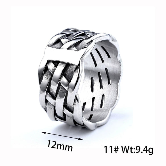 Wholesale Simple Personality Geometric Pattern Stainless Steel Ring Polish