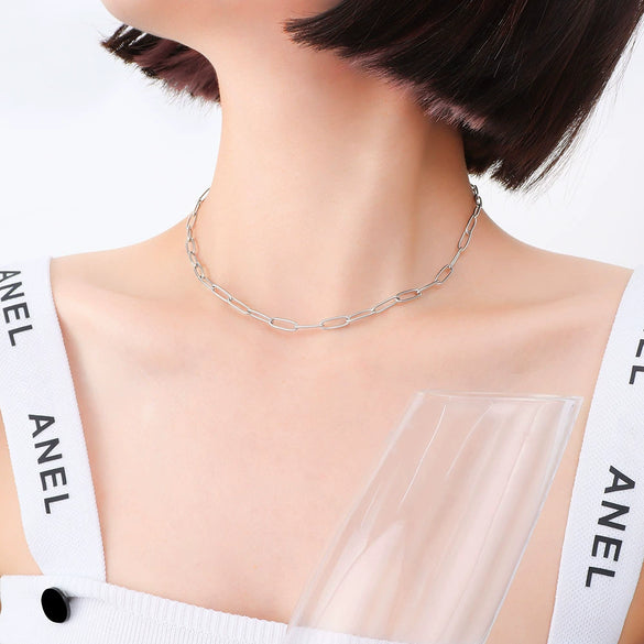Wholesale Simple Personality Geometric Pattern Titanium Steel Necklace With 18K Electroplated Clavicle Chain
