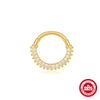 Wholesale Simple Personality Wavy S925 Sterling Silver Earrings And Nose Ring With Geometric Inlaid Zircon Design