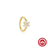 Wholesale Simple Personality Wavy S925 Sterling Silver Earrings And Nose Ring With Geometric Inlaid Zircon Design