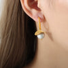 Wholesale Simple Plain Ring Earrings Set For Women Stainless Steel With 18K Real Gold Plated Electroplating Geometric Style