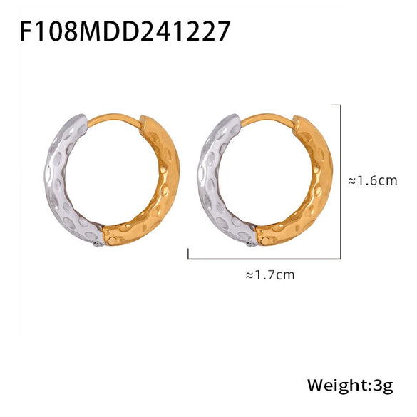 Wholesale Simple Plain Ring Earrings Set For Women Stainless Steel With 18K Real Gold Plated Electroplating Geometric Style
