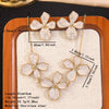 Wholesale Simple Plants And Flowers Dripping Oil Stainless Steel Flower Necklace And Earrings Set For Women