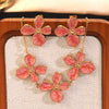 Wholesale Simple Plants And Flowers Style Dripping Oil Stainless Steel Flower Necklace And Earrings Set Jewelry Accessories For Women