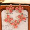 Wholesale Simple Plants And Flowers Style Dripping Oil Stainless Steel Flower Necklace And Earrings Set Jewelry Accessories For Women
