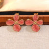 Wholesale Simple Plants And Flowers Style Dripping Oil Stainless Steel Flower Necklace And Earrings Set Jewelry Accessories For Women