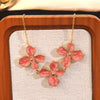 Wholesale Simple Plants And Flowers Style Dripping Oil Stainless Steel Flower Necklace And Earrings Set Jewelry Accessories For Women