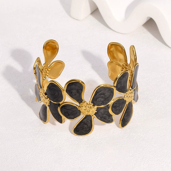 Wholesale Simple Plants And Flowers Style Electroplated Stainless Steel Bracelet Jewelry