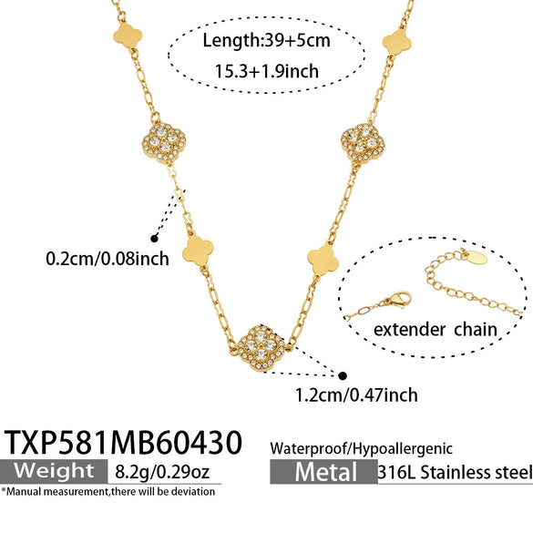 Wholesale Simple Plants Flowers Stainless Steel Jewelry Set With Pvd Real Gold Plated For Women