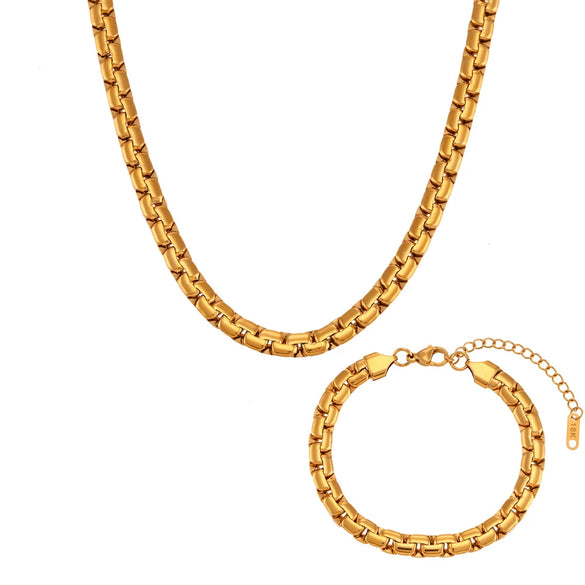 Wholesale Simple Retro Clavicle Chain Necklace For Women Stainless Steel Geometric Square Flat Chain With Electroplating