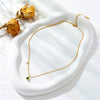 Wholesale Simple Retro Elegant Clavicle Chain Necklace With Green Diamond Water Drop Accessories In Titanium Steel With Electroplating Treatment