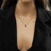 Wholesale Simple Retro Elegant Clavicle Chain Necklace With Green Diamond Water Drop Accessories In Titanium Steel With Electroplating Treatment