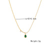 Wholesale Simple Retro Elegant Clavicle Chain Necklace With Green Diamond Water Drop Accessories In Titanium Steel With Electroplating Treatment